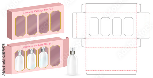 hard paper box for 4 cosmetic bottle template