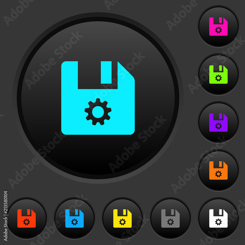File settings dark push buttons with color icons