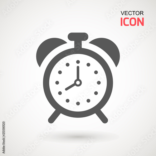 Alarm Clock icon vector, Flat design style. Simple watch icon. Wake up, get up concept, Time sign isolated on white background.