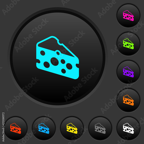 Slice of cheese dark push buttons with color icons