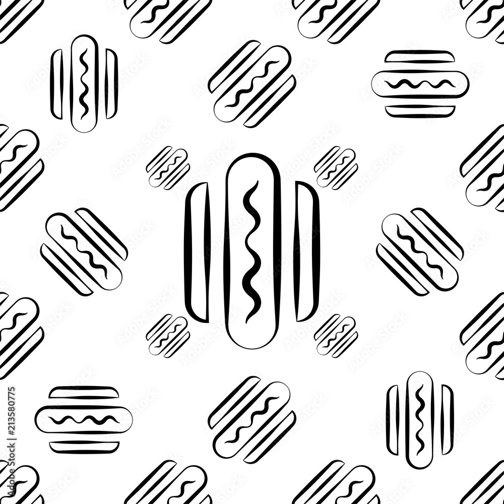 Hot Dog Icon Seamless Pattern Hot Dog Icon Seamless Pattern