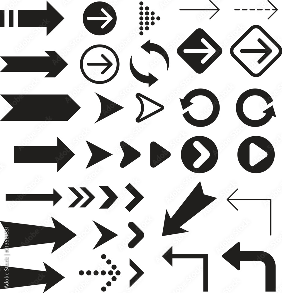 Arrow icons symbol collection.