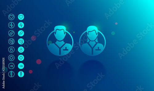 Doctor or medical specialists vector round icons woman and men, Avatar of the male and female medical personnel or assistances. Set of icons healthcare.