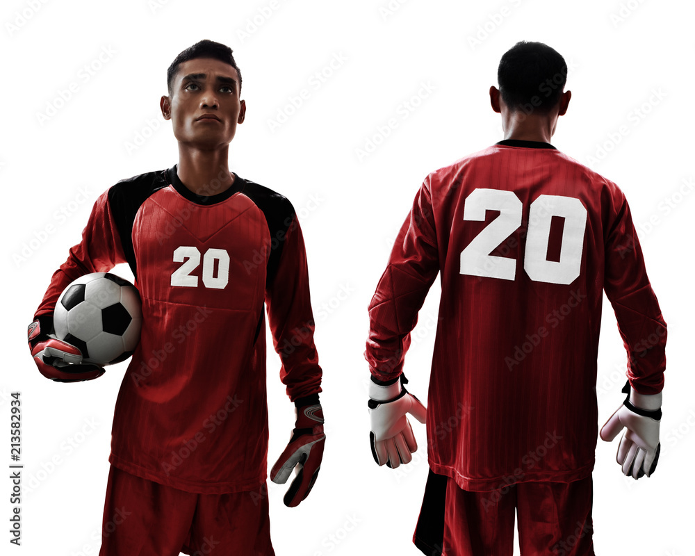 Fototapeta premium Set of soccer goalkeeper isolated on white background