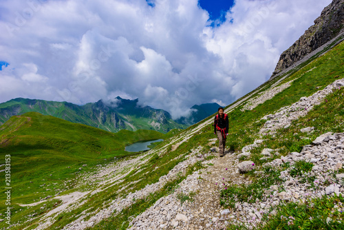 Mountain Widderstein in the valley Kleinwalsertal in the Allgau Alps in Austria, Beautiful Landscape Scenery in Europe
