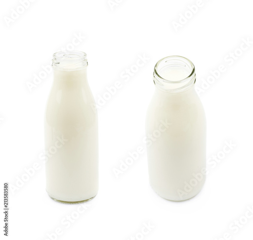 Glass bottle of milk isolated