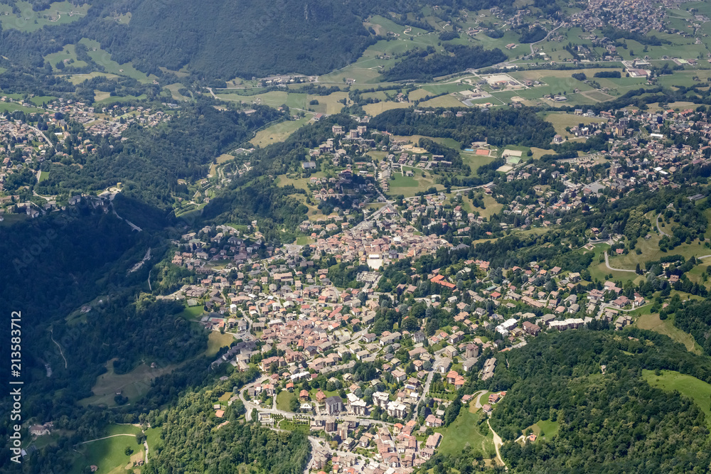 aerial of Cremeno village, Valsassina,  Italy