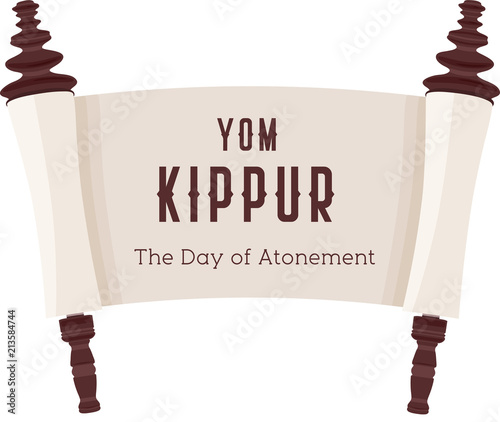 Vector illustration of papyrus on a white background. Scroll paper. Cartoon image of the Torah in the unfolded state. Yom Kippur design