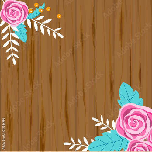 Invitation card rose Pink flowers