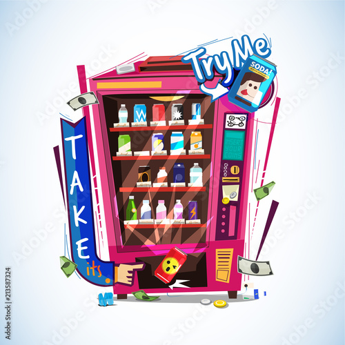 Vending machine. vintage and funny style - vector