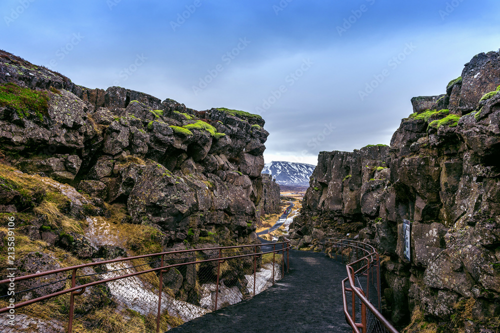 Pingvellir (Thingvellir) National Park, Tectonic Plates in Iceland. Stock  Photo | Adobe Stock