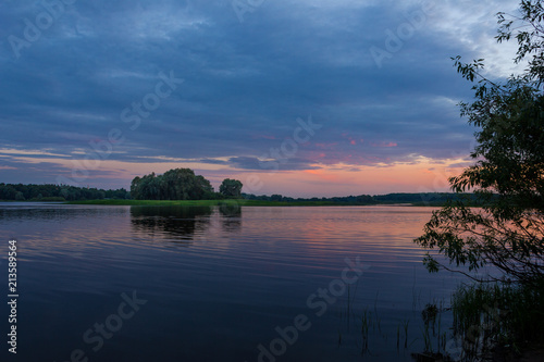 Summer evening landscape  lake view