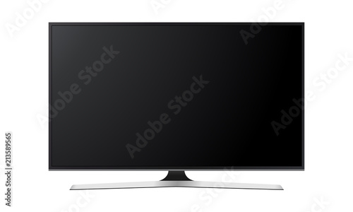 Wide television screen mock up isolated on white background. Vector illustration