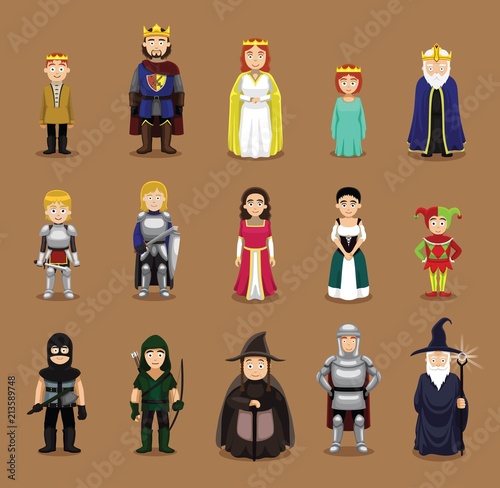 Medieval Characters Set Cartoon Vector Illustration
