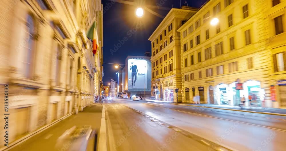 Rome Architecture Hyperlapse Timelapse at Night in City Center Timelapse 4K. Rome Architecture Hyperlapse Timelapse at Night in City Center Timelapse 4K.