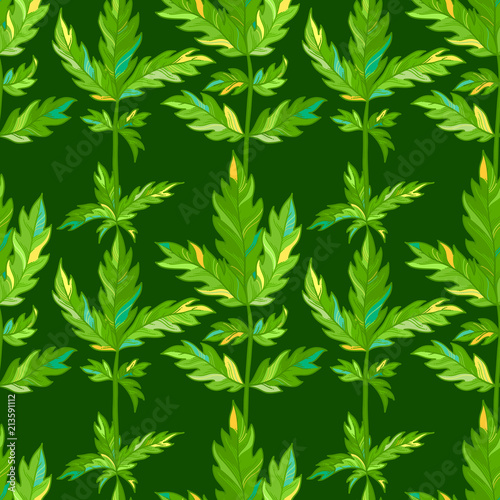 Seamless pattern of green leaves.