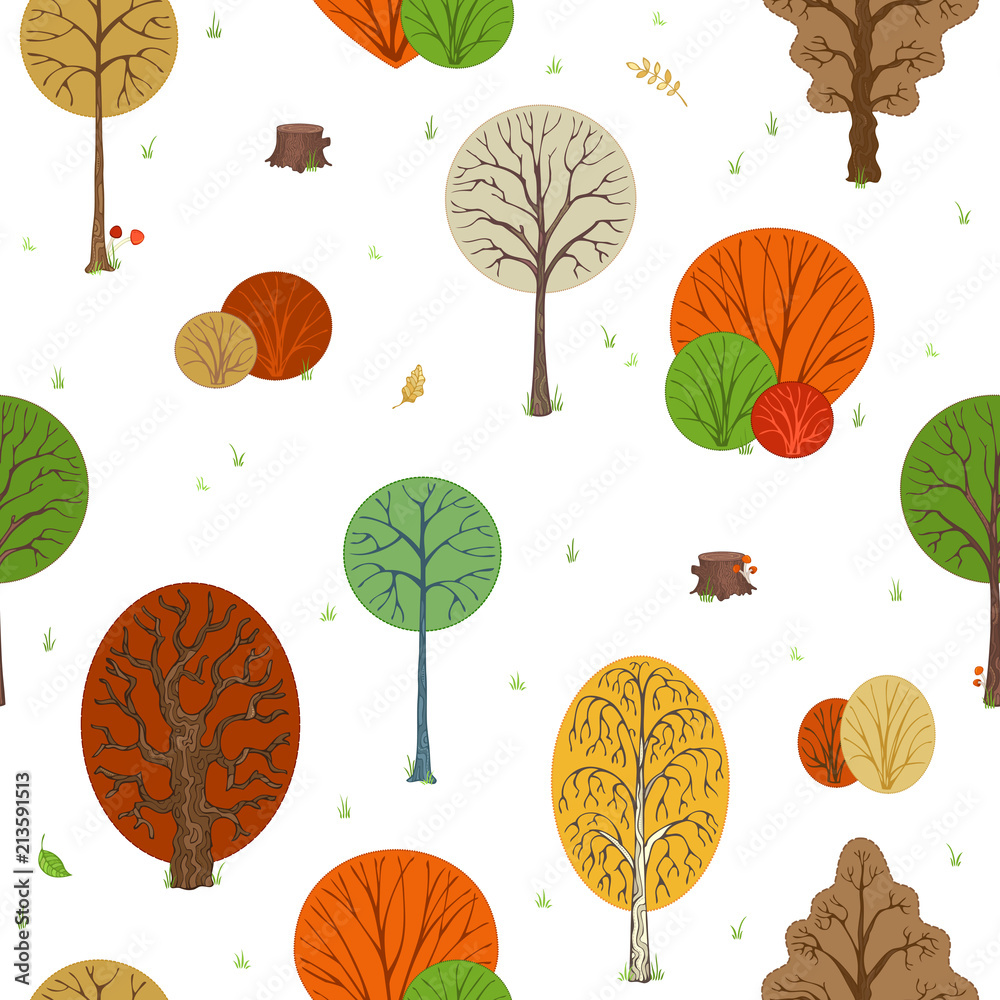 Obraz Autumn forest. Vector seamless pattern.