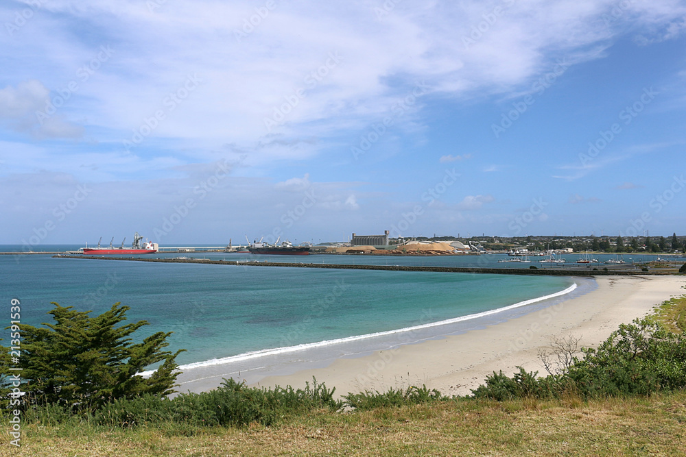 Panoramic view at the harbor of Portland in Victoria, Australia