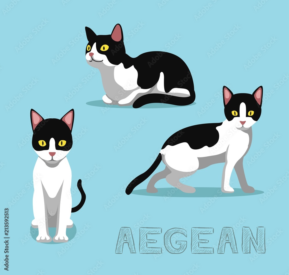 Cat Aegean Cartoon Vector Illustration