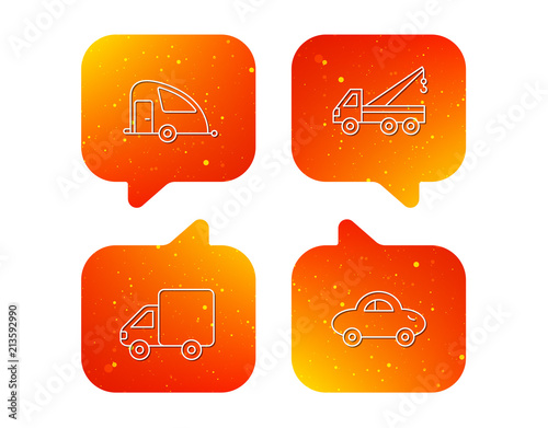 Car, delivery truck and evacuator icons.