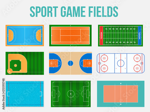 Creative vector illustration of sport game fields marking isolated on background. Graphic element for handball, tennis, american football, soccer, baseball, basketball, hockey, water polo, volleyball