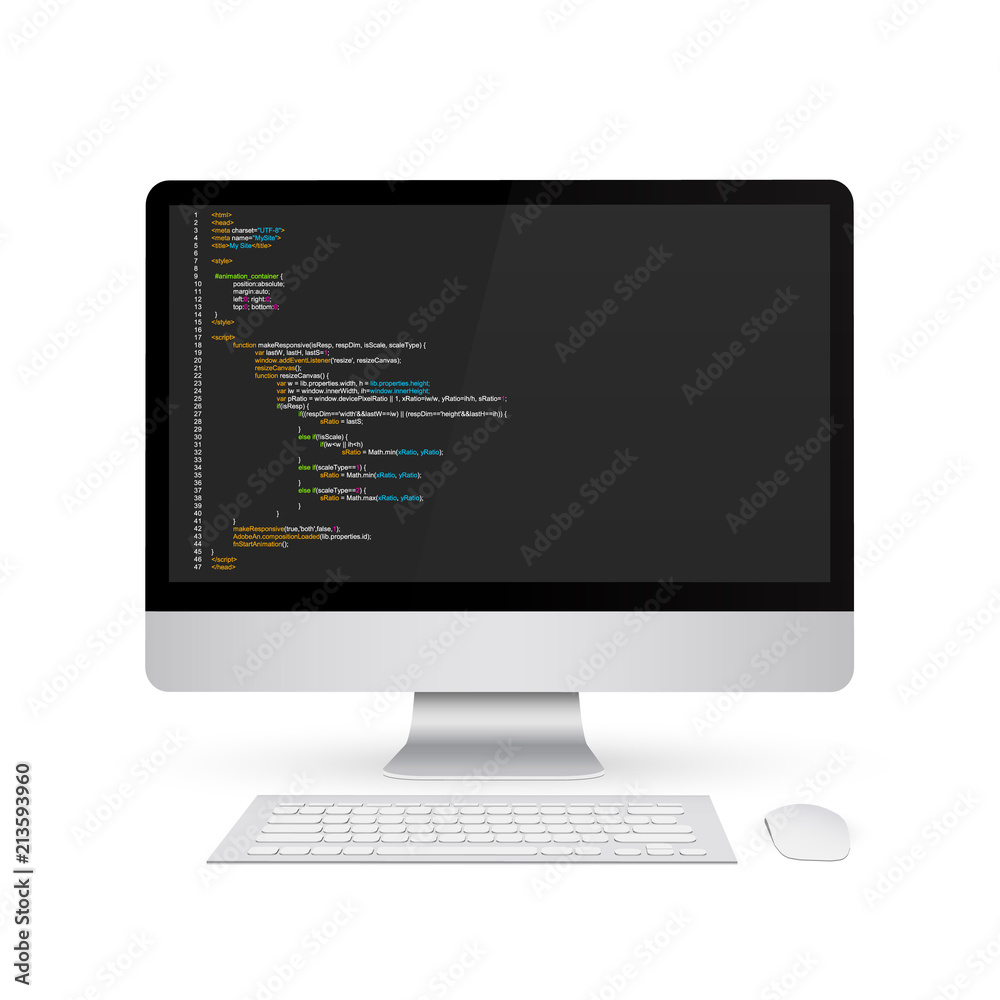 Creative vector illustration of programming HTML code on computer screen isolated on background. Art design website digital page. Program listing view. Abstract concept graphic technology element Creative vector illustration of programming HTML code on computer screen isolated on background. Art design website digital page. Program listing view. Abstract concept graphic technology element
