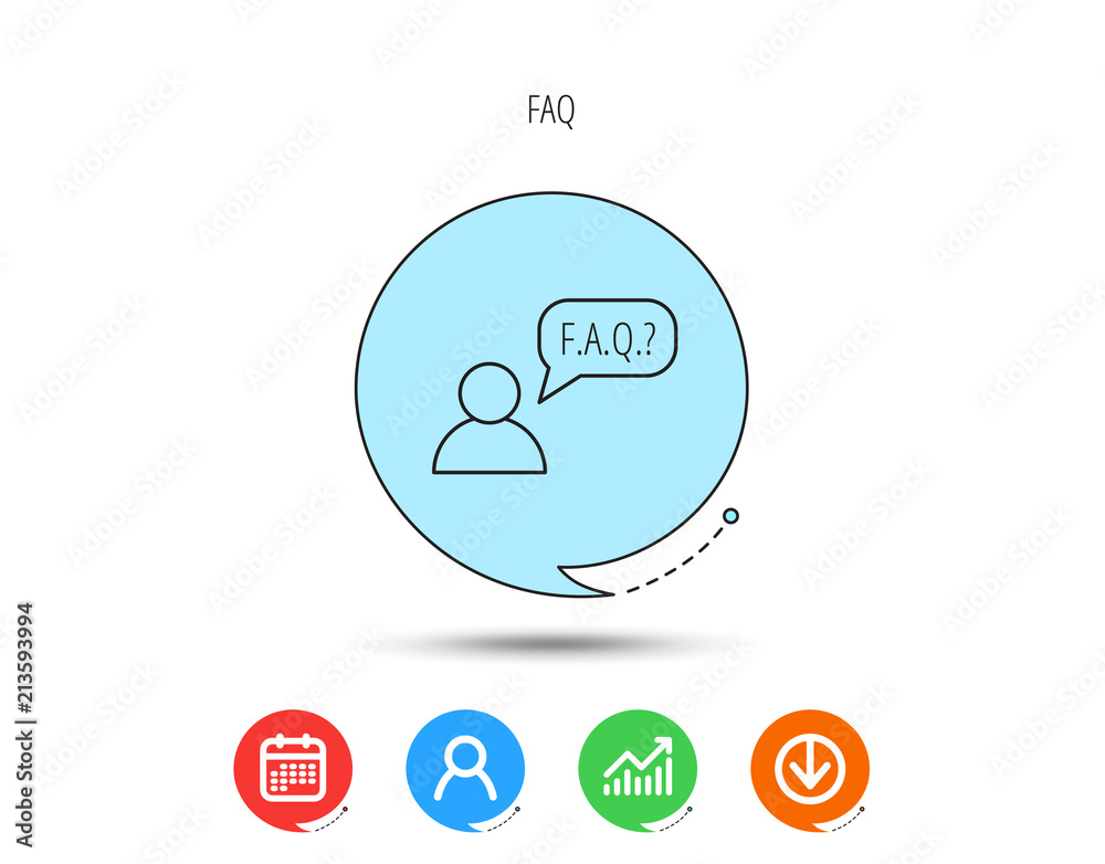 FAQ service icon. Support speech bubble sign. FAQ service icon. Support speech bubble sign.