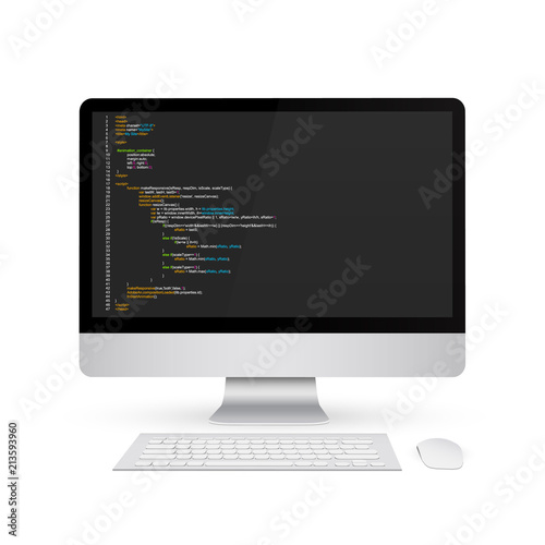 Creative vector illustration of programming HTML code on computer screen isolated on background. Art design website digital page. Program listing view. Abstract concept graphic technology element