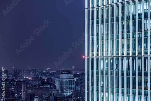 building exterior and cityscape in Shanghai at night
