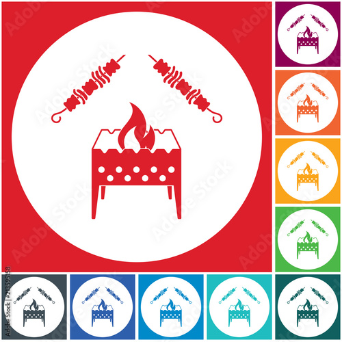 Brazier grill with kebab icon