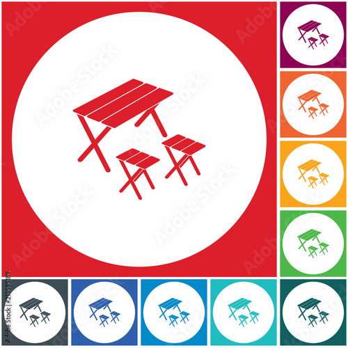 Camping table and stool icon