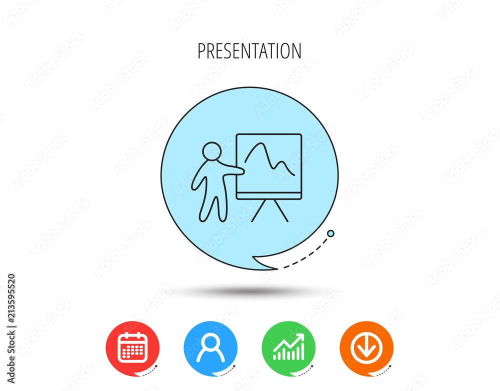 Presentation icon. Statistics chart sign. Presentation icon. Statistics chart sign.
