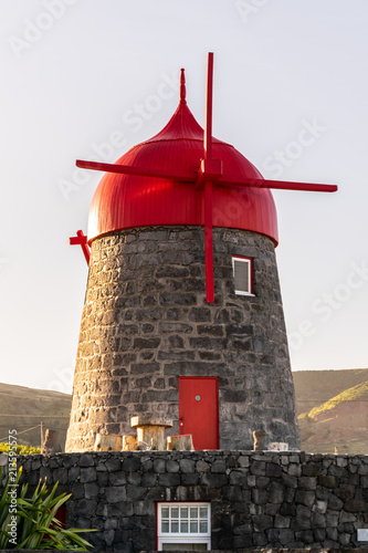 Old red windmill, Graciosa Isalnd, Azores, Portugal