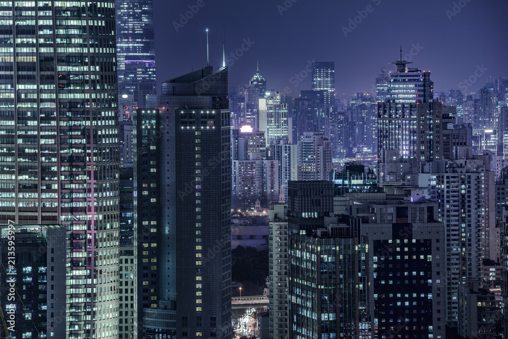building exterior and cityscape in Shanghai at night building exterior and cityscape in Shanghai at night
