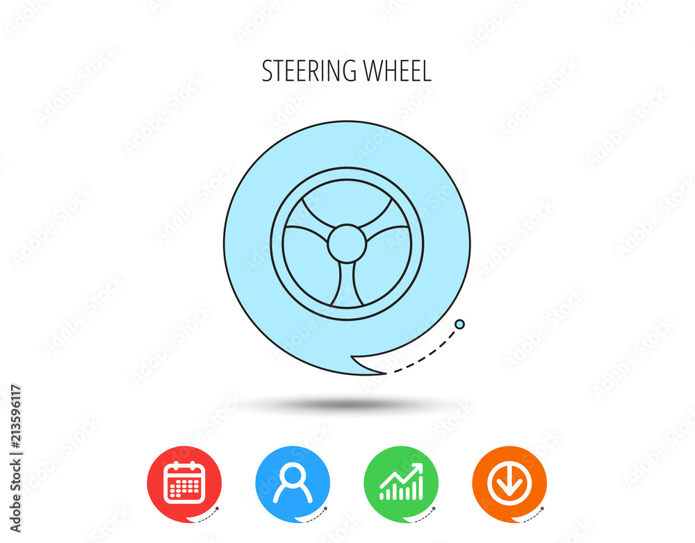 Steering wheel icon. Car drive control sign. Steering wheel icon. Car drive control sign.