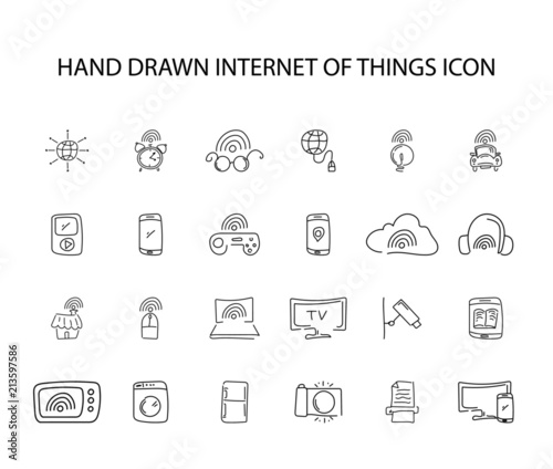 Hand drawn icon set. Internet of thing pack. Vector illustration