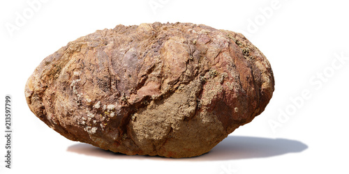 natural brown granite stone isolated with shadow on white background