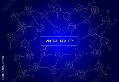 Virtual reality word with icons	