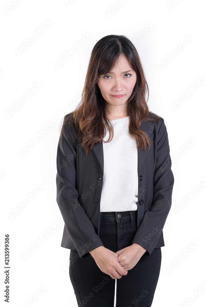 Business woman feeling bad isolated on white background. Business woman feeling bad isolated on white background.