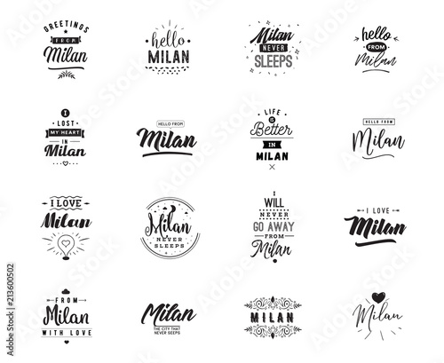 Greeting cards, vector design. Isolated logos. Typography set.