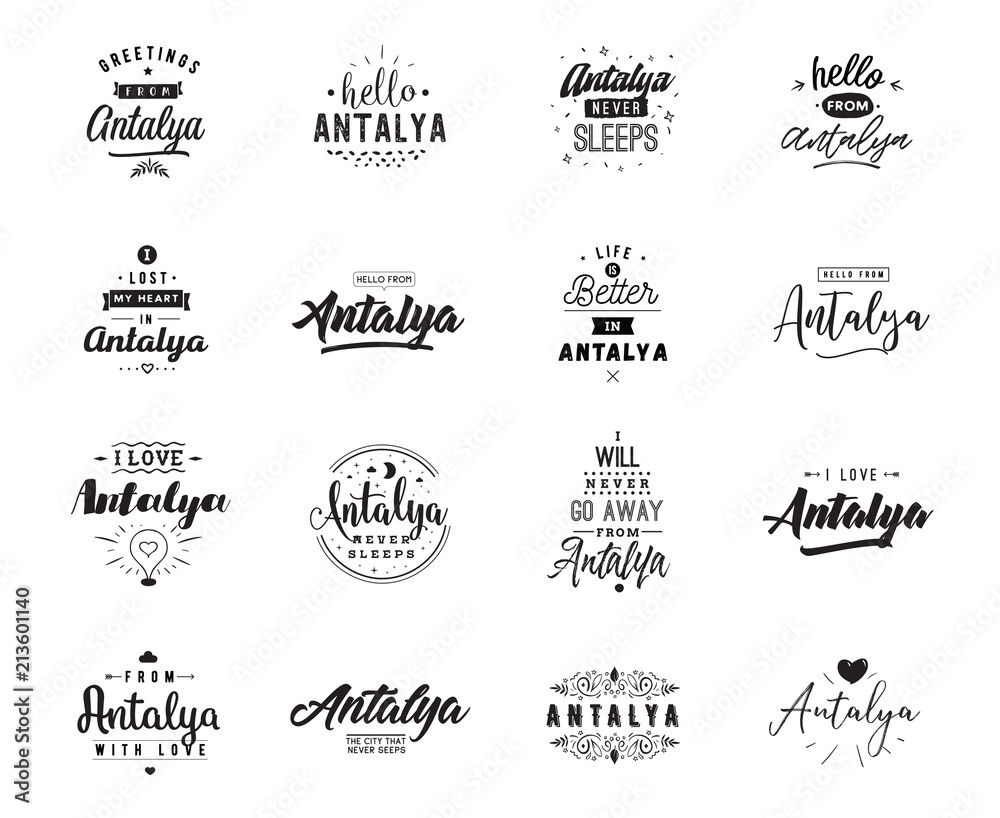 Fototapeta premium Kartki okolicznościowe, projekt wektor. Logo na białym tle. Zestaw typografii.