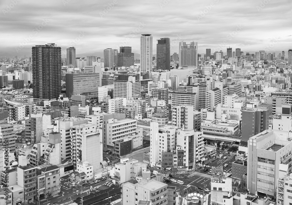 Skyline of Osaka city, Japan