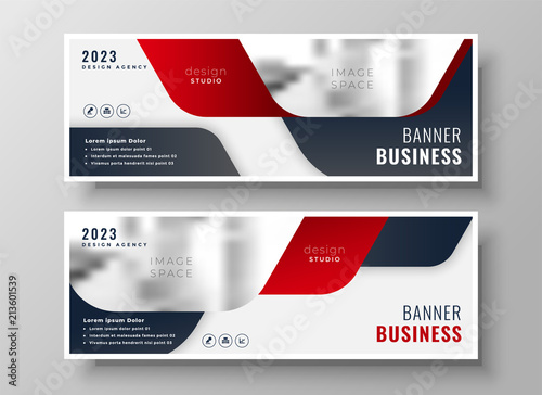 set of two business banners in red theme