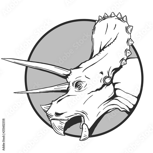 Illustrazione della testa di un dinosauro fatta in stile vettoriale