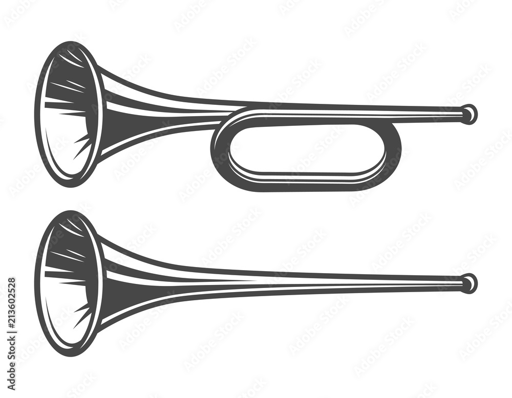 Obraz premium Vintage medieval trumpets template