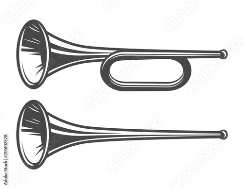 Vintage medieval trumpets template photo