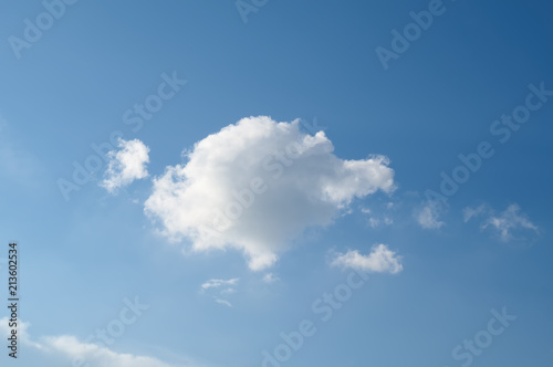 Fototapeta Naklejka Na Ścianę i Meble -  Blue sky with one white cloud background. Landscape sky.