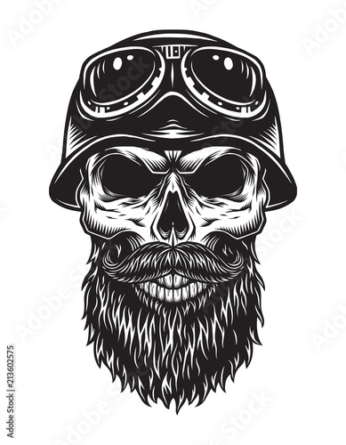 Vintage bearded skull biker concept