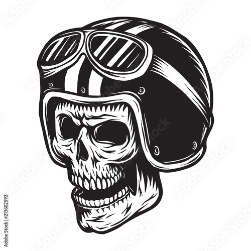 Vintage monochrome skull rider concept