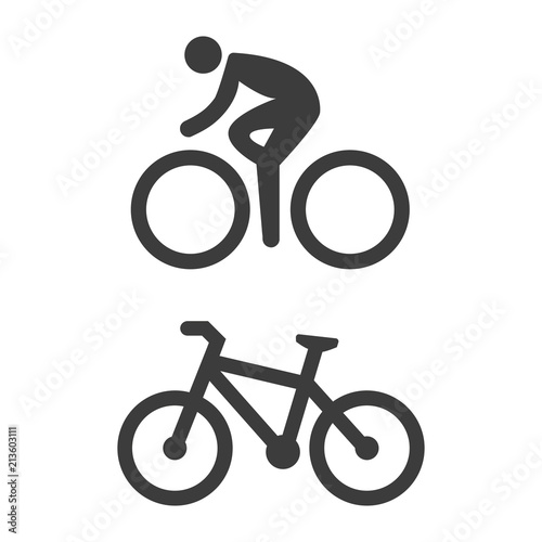 Bicycle and cycling icons on white background.